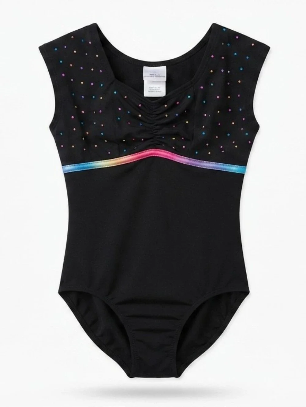 🧸3/$15🧸JoJo Siwa Girls Black Gymnastics Leotard Rainbow Rhinestones Dancewear